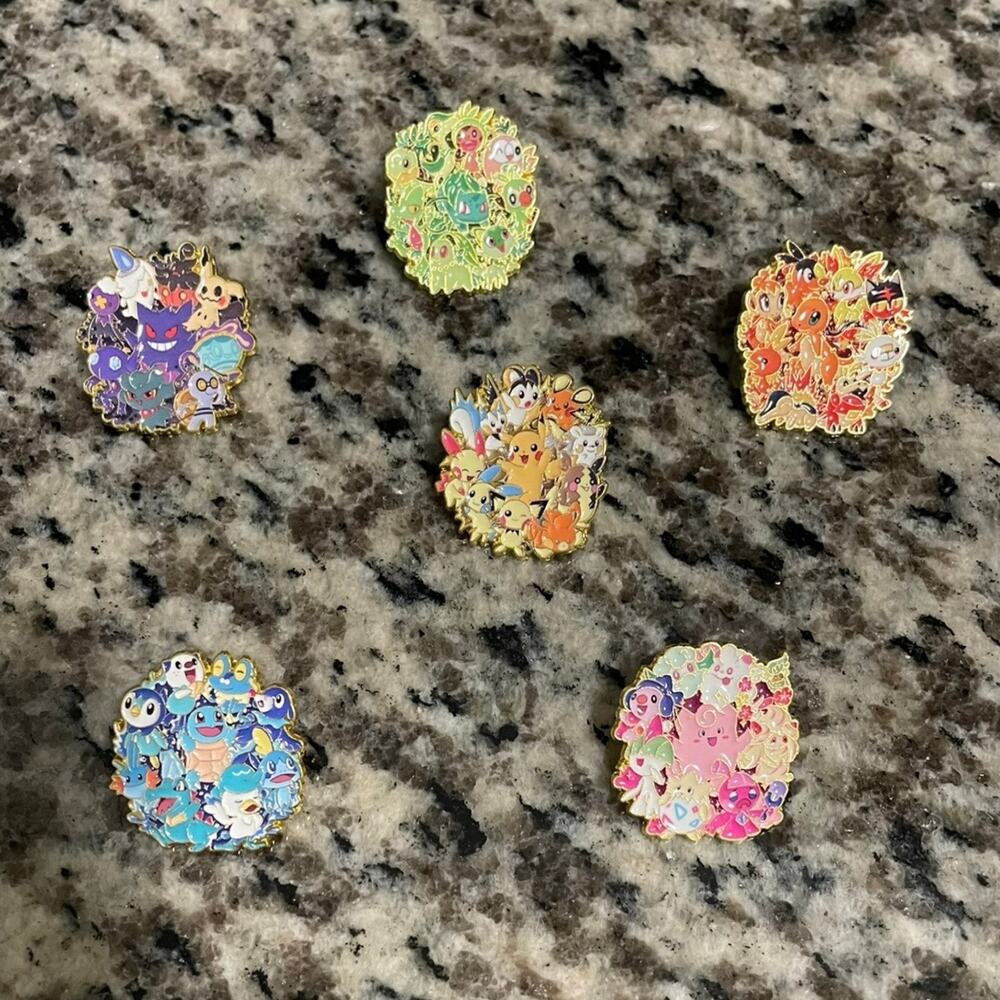 6 Piece Pokémon Metal Enamel Pin Set